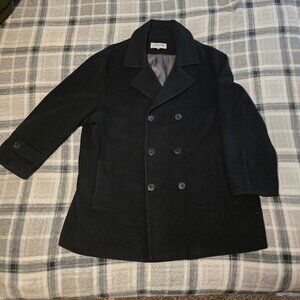 Calvin Klein Men's Black Double Breasted Wool Peacoat Size XL
